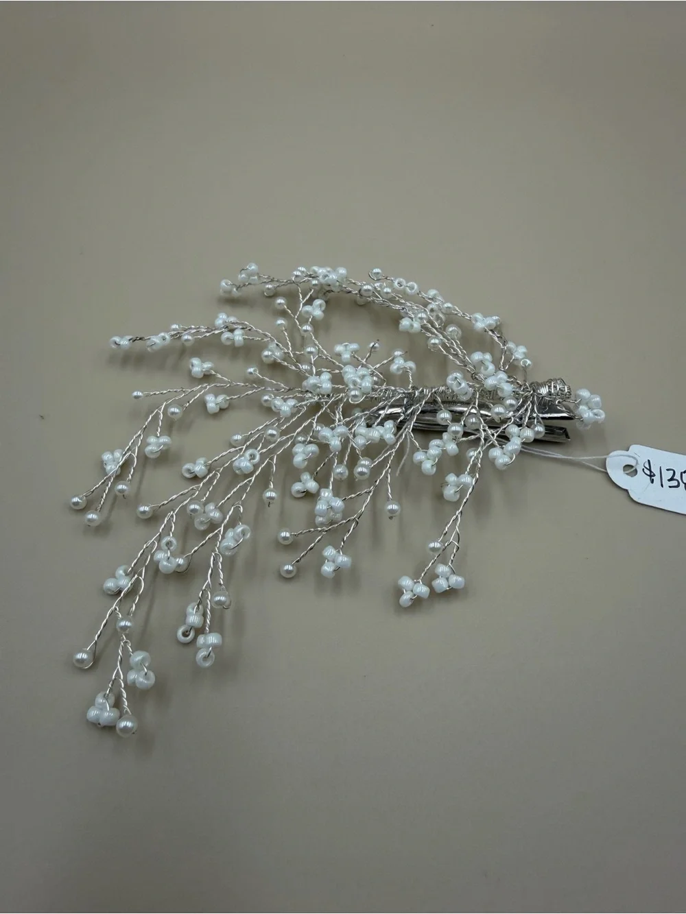 Pearl Bridal Hair Clip Silver Wedding Hair Vine Floral Hair Accessory